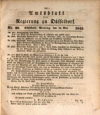 Amtsblatt für den Regierungsbezirk Düsseldorf Montag 22. Mai 1843