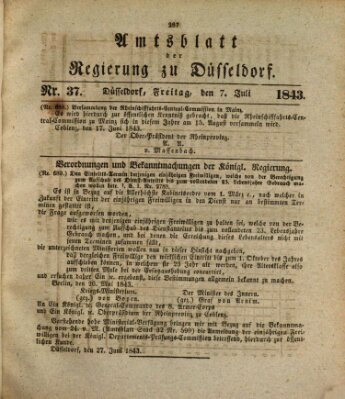 Amtsblatt für den Regierungsbezirk Düsseldorf Freitag 7. Juli 1843