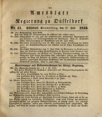 Amtsblatt für den Regierungsbezirk Düsseldorf Donnerstag 27. Juli 1843