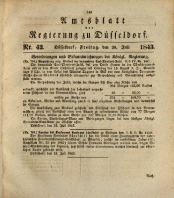 Amtsblatt für den Regierungsbezirk Düsseldorf Freitag 28. Juli 1843