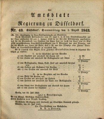 Amtsblatt für den Regierungsbezirk Düsseldorf Donnerstag 3. August 1843