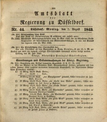 Amtsblatt für den Regierungsbezirk Düsseldorf Montag 7. August 1843