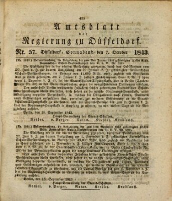 Amtsblatt für den Regierungsbezirk Düsseldorf Samstag 7. Oktober 1843