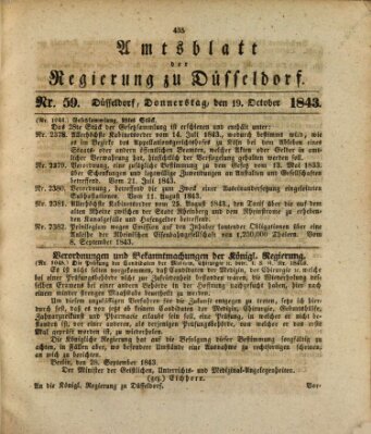 Amtsblatt für den Regierungsbezirk Düsseldorf Donnerstag 19. Oktober 1843