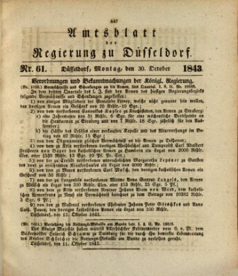 Amtsblatt für den Regierungsbezirk Düsseldorf Montag 30. Oktober 1843