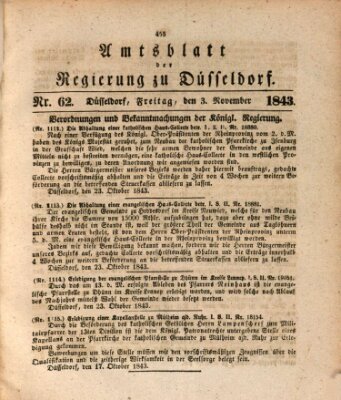 Amtsblatt für den Regierungsbezirk Düsseldorf Freitag 3. November 1843