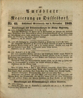 Amtsblatt für den Regierungsbezirk Düsseldorf Mittwoch 8. November 1843