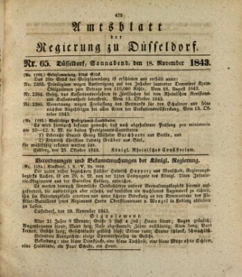 Amtsblatt für den Regierungsbezirk Düsseldorf Samstag 18. November 1843