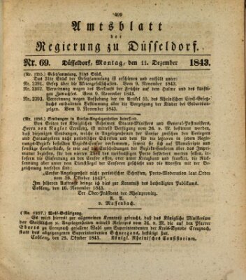 Amtsblatt für den Regierungsbezirk Düsseldorf Montag 11. Dezember 1843