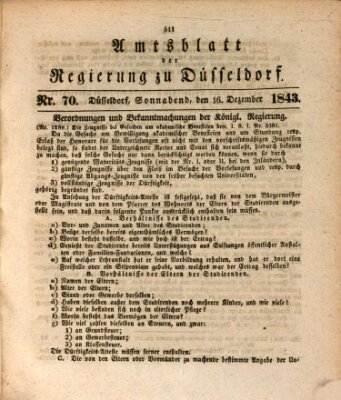 Amtsblatt für den Regierungsbezirk Düsseldorf Samstag 16. Dezember 1843