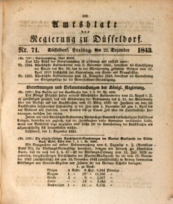 Amtsblatt für den Regierungsbezirk Düsseldorf Freitag 22. Dezember 1843