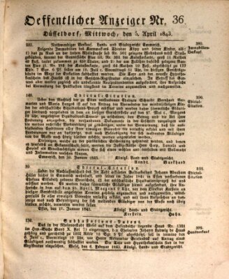 Amtsblatt für den Regierungsbezirk Düsseldorf Mittwoch 5. April 1843