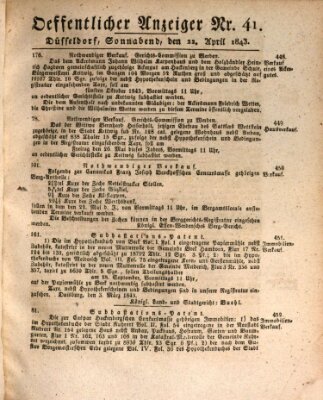 Amtsblatt für den Regierungsbezirk Düsseldorf Samstag 22. April 1843