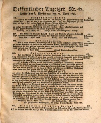 Amtsblatt für den Regierungsbezirk Düsseldorf Montag 24. April 1843