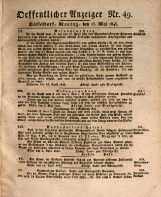 Amtsblatt für den Regierungsbezirk Düsseldorf Montag 15. Mai 1843