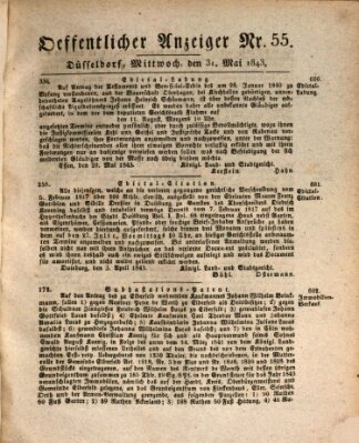 Amtsblatt für den Regierungsbezirk Düsseldorf Mittwoch 31. Mai 1843