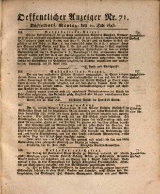 Amtsblatt für den Regierungsbezirk Düsseldorf Montag 10. Juli 1843