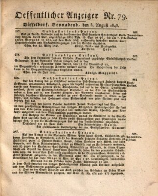 Amtsblatt für den Regierungsbezirk Düsseldorf Samstag 5. August 1843