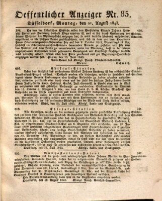 Amtsblatt für den Regierungsbezirk Düsseldorf Montag 21. August 1843