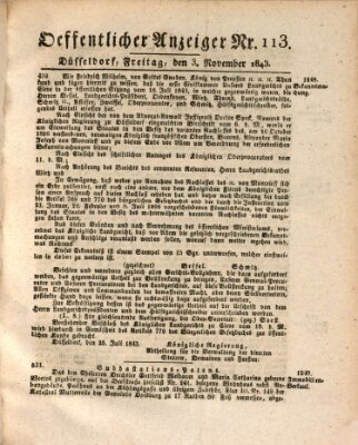 Amtsblatt für den Regierungsbezirk Düsseldorf Freitag 3. November 1843