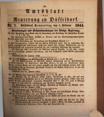 Amtsblatt für den Regierungsbezirk Düsseldorf Donnerstag 8. Februar 1844