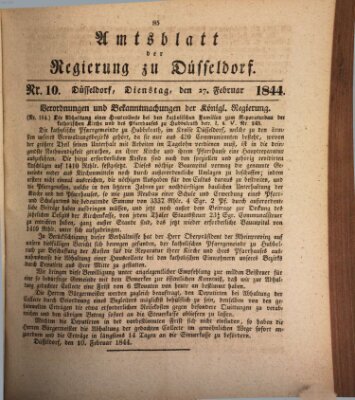 Amtsblatt für den Regierungsbezirk Düsseldorf Dienstag 27. Februar 1844