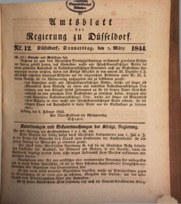 Amtsblatt für den Regierungsbezirk Düsseldorf Donnerstag 7. März 1844