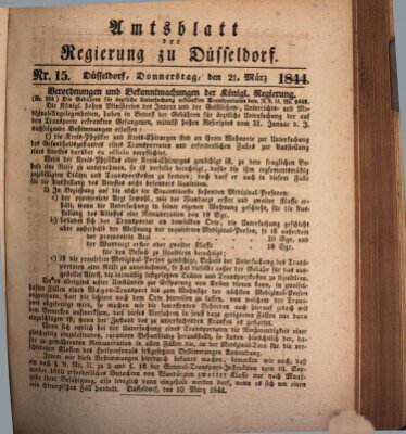 Amtsblatt für den Regierungsbezirk Düsseldorf Donnerstag 21. März 1844