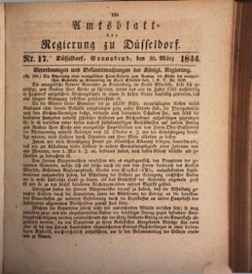 Amtsblatt für den Regierungsbezirk Düsseldorf Samstag 30. März 1844