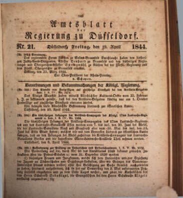 Amtsblatt für den Regierungsbezirk Düsseldorf Freitag 19. April 1844