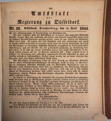 Amtsblatt für den Regierungsbezirk Düsseldorf Donnerstag 25. April 1844
