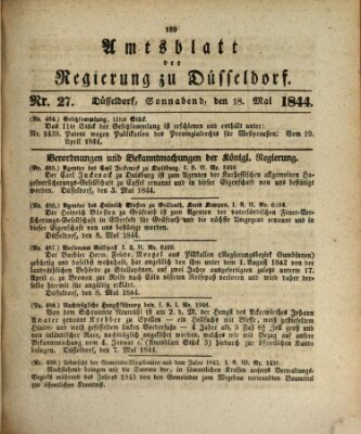 Amtsblatt für den Regierungsbezirk Düsseldorf Samstag 18. Mai 1844