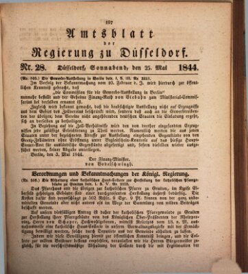 Amtsblatt für den Regierungsbezirk Düsseldorf Samstag 25. Mai 1844