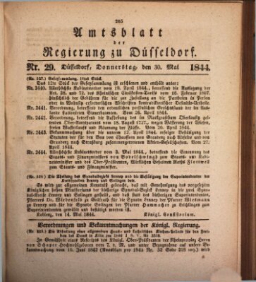 Amtsblatt für den Regierungsbezirk Düsseldorf Donnerstag 30. Mai 1844