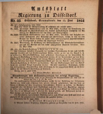 Amtsblatt für den Regierungsbezirk Düsseldorf Samstag 15. Juni 1844
