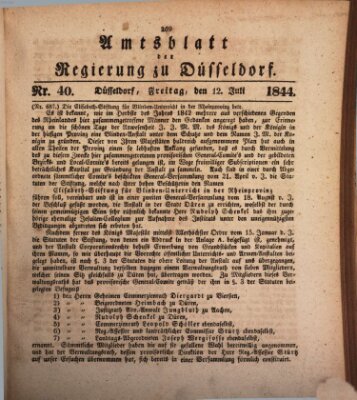 Amtsblatt für den Regierungsbezirk Düsseldorf Freitag 12. Juli 1844