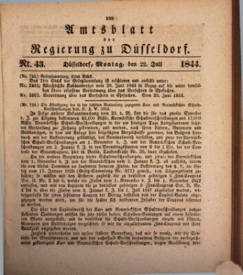 Amtsblatt für den Regierungsbezirk Düsseldorf Montag 22. Juli 1844