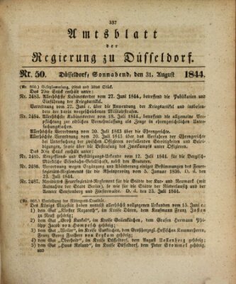 Amtsblatt für den Regierungsbezirk Düsseldorf Samstag 31. August 1844