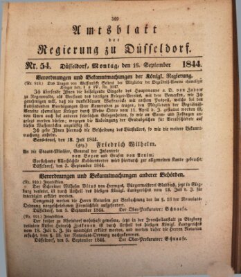 Amtsblatt für den Regierungsbezirk Düsseldorf Montag 16. September 1844