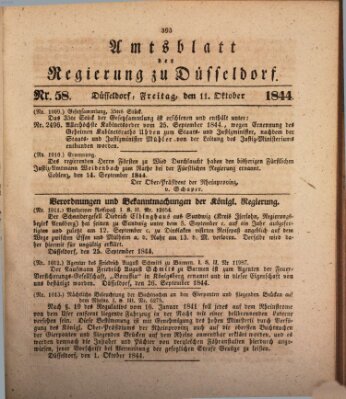 Amtsblatt für den Regierungsbezirk Düsseldorf Freitag 11. Oktober 1844