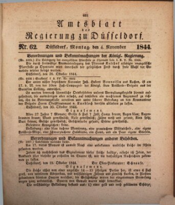 Amtsblatt für den Regierungsbezirk Düsseldorf Montag 4. November 1844