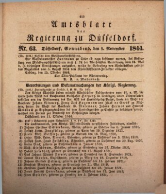 Amtsblatt für den Regierungsbezirk Düsseldorf Samstag 9. November 1844