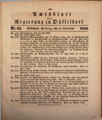 Amtsblatt für den Regierungsbezirk Düsseldorf Freitag 22. November 1844