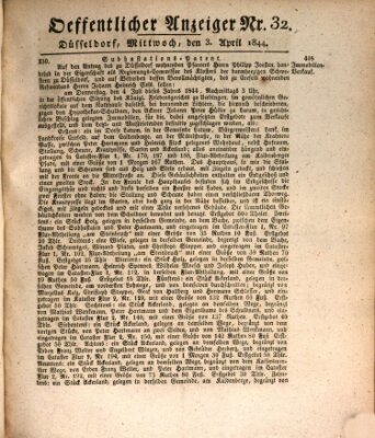 Amtsblatt für den Regierungsbezirk Düsseldorf Mittwoch 3. April 1844