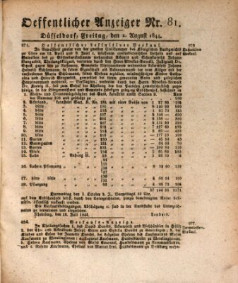 Amtsblatt für den Regierungsbezirk Düsseldorf Freitag 2. August 1844