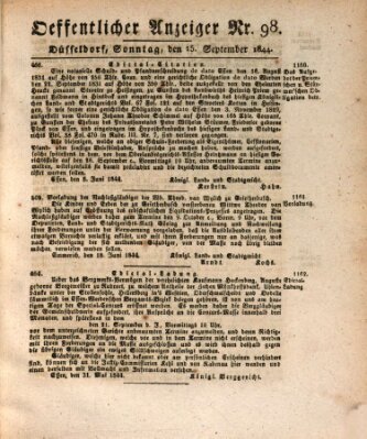 Amtsblatt für den Regierungsbezirk Düsseldorf Sonntag 15. September 1844