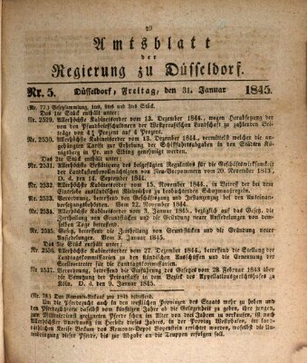 Amtsblatt für den Regierungsbezirk Düsseldorf Freitag 31. Januar 1845