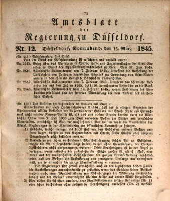 Amtsblatt für den Regierungsbezirk Düsseldorf Samstag 15. März 1845