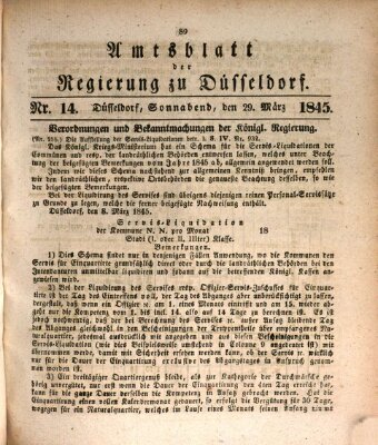 Amtsblatt für den Regierungsbezirk Düsseldorf Samstag 29. März 1845