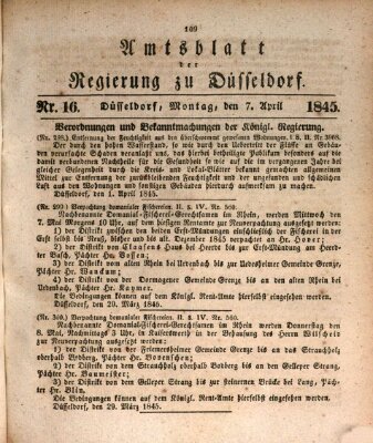 Amtsblatt für den Regierungsbezirk Düsseldorf Montag 7. April 1845